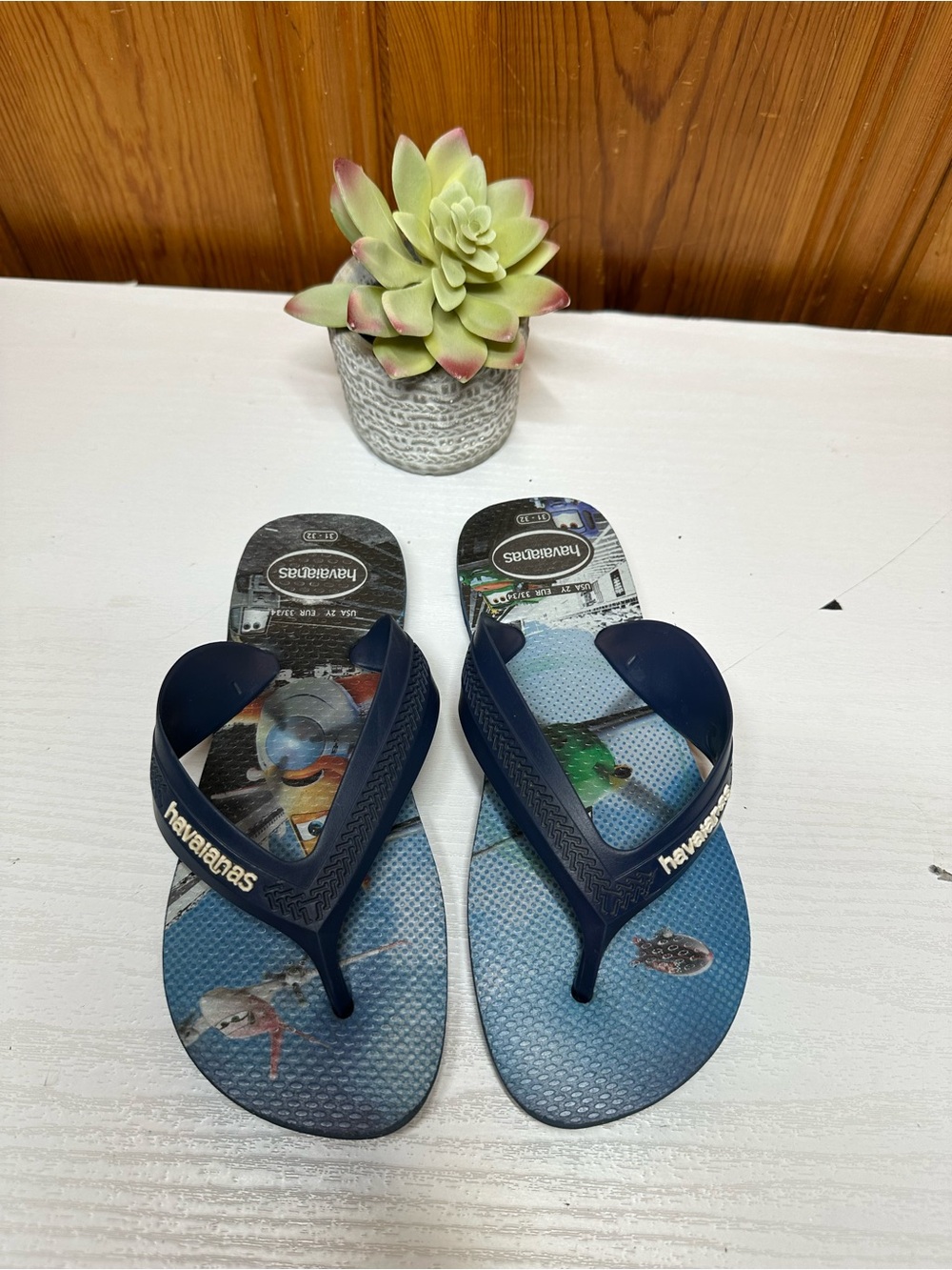 Havaianas Blue Graphic Flip Flops